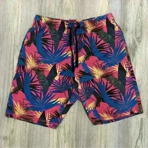 RF Brand Men’s 80s Inspired Retro Print Terry Drawstring Leisure Shorts Size M